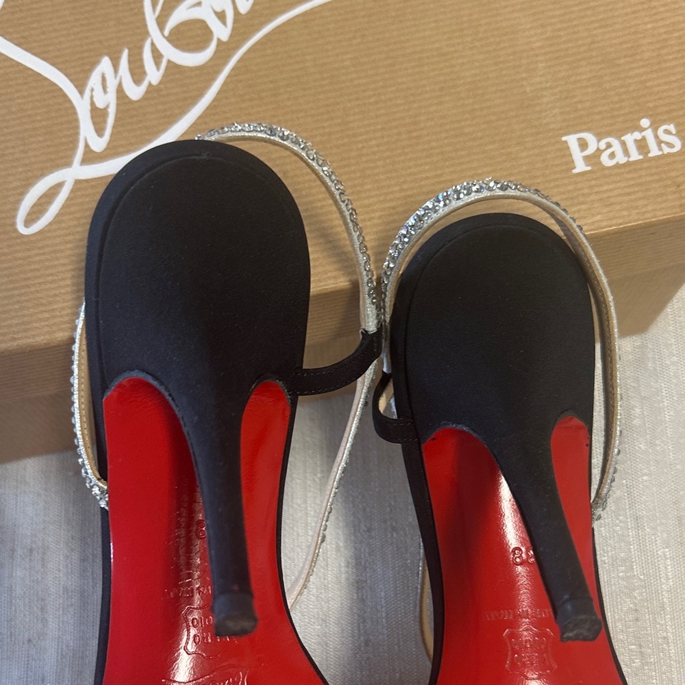 Christian Louboutin Black Heels with Silver Straps - Picture 5 of 7